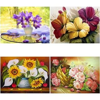 DIY 5D алмазная живопись, полная круглая дрель, свежий цветок, алмазная художественная вышивка, вышивка крестиком, стразы, домашний декор, подарок Full Round 15x20CM