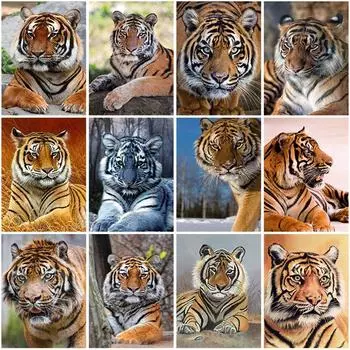 DIY 5D алмазная живопись полная круглая картина тигра горный хрусталь DIY Алмазная вышивка крестиком настенная живопись подарок домашний декор Full Round 20x30CM