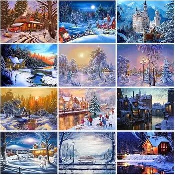 DIY 5D алмазная живопись, полная круглая мозаика из смолы, стразы, зимний снежный пейзаж, алмазная вышивка, вышивка крестиком, настенное искусство, подарок Full Round 20x30CM