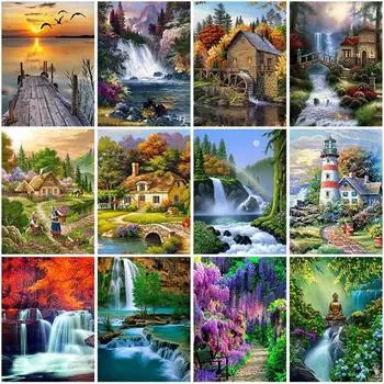 DIY 5D алмазная живопись полная круглая мозаика из смолы пейзаж Алмазная вышивка крестиком искусство домашний декор Рождественский подарок Full Round 15x20CM