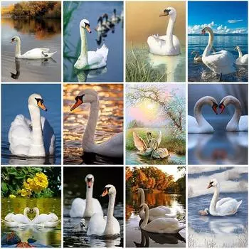 DIY 5D алмазная живопись полный круглый лебедь Алмазная вышивка мозаика распродажа фотографии животных из стразов художественный набор для вышивки крестом подарок Full Round 20x30CM