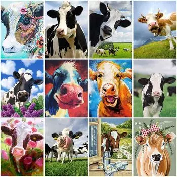 DIY 5D алмазная живопись полный круглый стразы корова вышивка крестом ферма животных мозаика Алмазная вышивка стены книги по искусству домашний декор Full Round 20x30CM