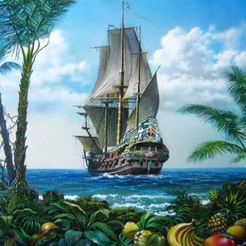DIY 5D алмазная живопись полный круглый живописный парусник вышивка Алмазная мозаика картина из страз Прямая поставка Декор подарок Full Round 20x20CM