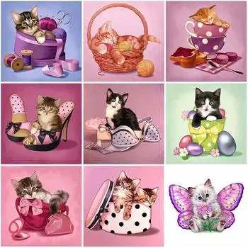 DIY 5D алмазная живопись Прекрасный кот Алмазная вышивка животное вышивка крестиком горный хрусталь полный круглый/квадратный дрель домашний декор подарок Full Round 20x20CM