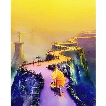 Diy 5D алмазная живопись Речная лодка алмазные картины полный круглый стразы картина Алмазная вышивка пейзажи домашний декор 20X30CM