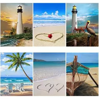 DIY 5D алмазная живопись с видом на море Алмазная художественная вышивка Маяк вышивка крестиком полная круглая дрель из смолы домашний декор подарок Full Round 15x20CM