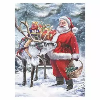 DIY 5D алмазная живопись Санта-Клаус Алмазная вышивка Рождественская полная квадратная алмазная мозаика Зимний снег вышивка крестом домашний декор Full Round 20x25CM
