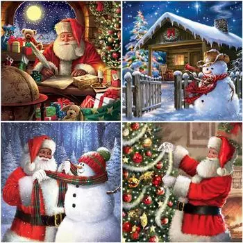 DIY 5D алмазная живопись Санта-Клаус мозаика Алмазная вышивка крестиком мультфильм Рождественский подарок ручная работа настенное искусство домашний декор Full Round 20x20CM
