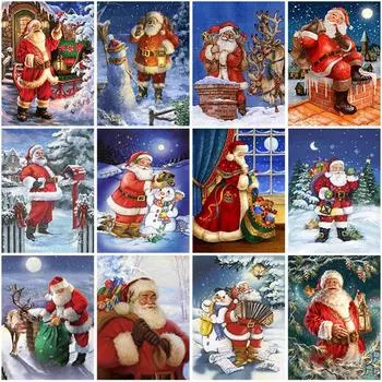 DIY 5D алмазная живопись Санта-Клаус мультфильм полная круглая дрель Алмазная вышивка Рождество зима снег вышивка крестиком домашний декор Full Round 20x30CM