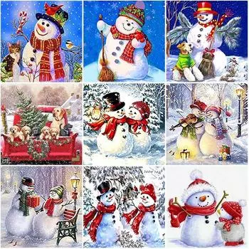 DIY 5D алмазная живопись Снежная сцена Алмазная художественная вышивка Снеговик вышивка крестом полный круглый/дрель домашний декор Рождественский подарок Full Round 20x20CM