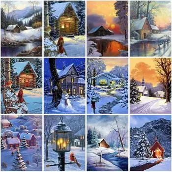 DIY 5D алмазная живопись Снежное дерево зимняя сцена мозаика Алмазная вышивка ручная работа вышивка крестиком настенная живопись подарок домашний декор Full Round 20x30CM