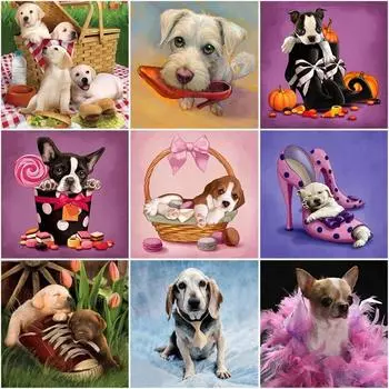 DIY 5D алмазная живопись собака милый мопс Алмазная вышивка крестиком мозаика со стразами полная круглая дрель животный художественный декор Full Round 20x20CM