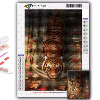 DIY 5D алмазная живопись свирепый зверь тигр комплект для вышивки крестом полная дрель вышивка мозаика художественная картина стразы подарок Full Round 20X30CM