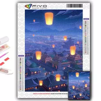 DIY 5D алмазная живопись Thaise Lampion и цветок лотоса светлый набор для вышивки крестом полная дрель вышивка мозаика художественная картина стразы подарок Full Round 20X30CM