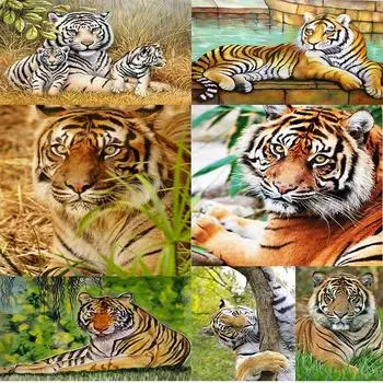 DIY 5D алмазная живопись Тигр жизнь Алмазная мозаика наборы крестиков украшение дома полная круглая алмазная вышивка Round 20x30cm
