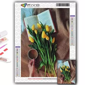 DIY 5D алмазная живопись тюльпаны и кофе набор для вышивки крестом полная дрель вышивка мозаика художественная картина стразы подарок Full Round 20X30CM