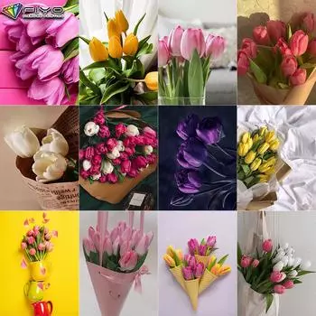 DIY 5D алмазная живопись тюльпаны набор для вышивки крестом полная дрель вышивка мозаика художественная картина стразы подарок Full Round 20X30CM