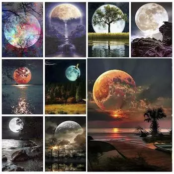 DIY 5D алмазная живопись Волшебная луна Алмазная мозаика Наборы для вышивки крестом Домашнее украшение Полный круглый алмаз вышивка Round 20x30cm