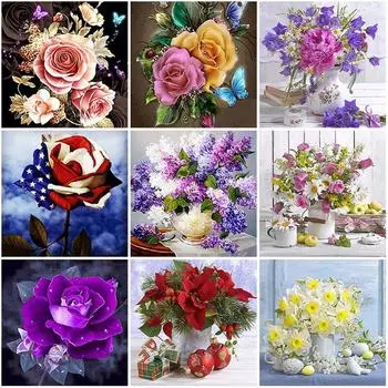 DIY 5D алмазная живопись ваза Алмазная вышивка роза вышивка крестиком полная круглая дрель из смолы домашний декор ручной подарок Full Round 20x20CM