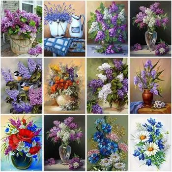 DIY 5D алмазная живопись ваза для цветов комплект для вышивки крестом полная дрель круглая вышивка мозаика стразы подарок настенное искусство домашний декор Full Round 20x30CM