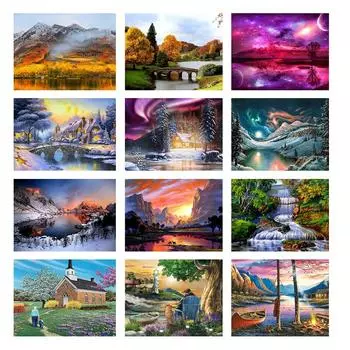 DIY 5D алмазная живопись весенний пейзаж полная круглая дрель Алмазная вышивка мозаика зимняя снежная сцена картина домашний декор подарок Full Round 20x30CM