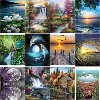 DIY 5D алмазная живопись водопад Пейзаж Алмазная вышивка набор для вышивки крестом Стразы мозаика дом пейзаж искусство домашний декор Full Round 20x30CM