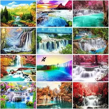 DIY 5D алмазная живопись водопад пейзаж ремесло полная круглая смола Алмазная вышивка крестиком горное настенное искусство Full Round 20x30CM
