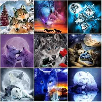 DIY 5D алмазная живопись волк животное горный хрусталь картина DIY полная алмазная вышивка мозаика ручная работа художественная живопись подарок домашний декор Full Round 20x20CM