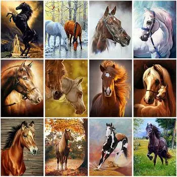 DIY 5D алмазная живопись, вышивка крестиком, лошадь, животные, Алмазная вышивка, полная круглая смола, стразы, мозаика, картина, домашний декор Full Round 20x30CM