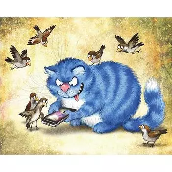 DIY 5D алмазная живопись вышивка крестиком мультфильм кот и птицы Алмазная вышивка рукоделие узоры 20X30CM