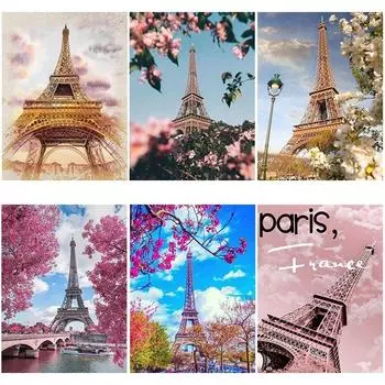 DIY 5D алмазная живопись Железная башня Алмазная вышивка пейзаж вышивка крестиком полная круглая дрель Стразы подарок домашний декор Full Round 15x20CM