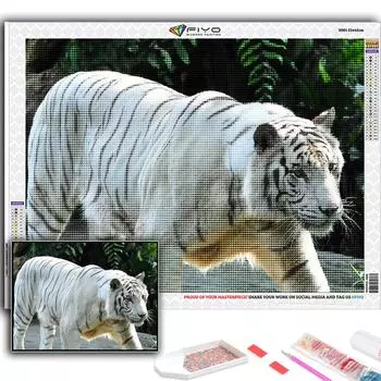 DIY 5D алмазная живопись животное Белый тигр набор для вышивки крестом полная дрель вышивка мозаика художественная картина стразы подарок Full Round 20X30CM