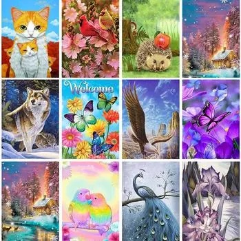 DIY 5D алмазная живопись животное узор птицы кошка Алмазная вышивка мозаика художественная картина цветы набор для вышивки крестом домашний декор подарки Full Round 20x30CM