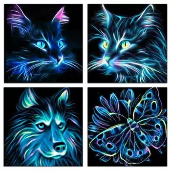 DIY 5D алмазная живопись животное волк кошка вышивка крестиком полная дрель вышивка мозаика художественная картина стразы Настенный декор Full Round 20x20CM