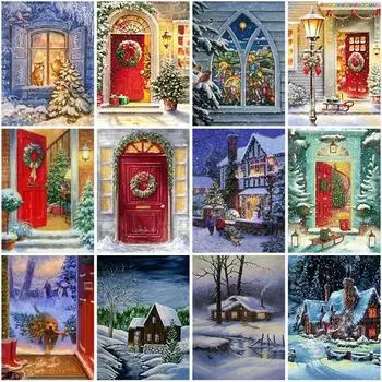 DIY 5D алмазная живопись зима вышивка крестиком Пейзаж Алмазная вышивка снег горный хрусталь мозаика полная дрель настенное искусство домашний декор Full Round 20x30CM