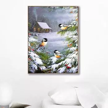 DIY 5D алмазная живопись Зимние птицы вышивка крестиком настенная живопись рукоделие картина из страз ручная работа Алмазная вышивка распродажа Full Round 20x30CM