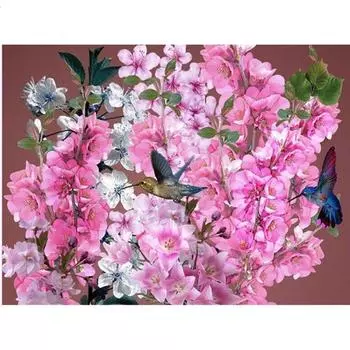 Diy 5D Diamond Home Decoration Вышивка Растение Цветы Птица Картина Картина Вышивка Крестом 20X30CM