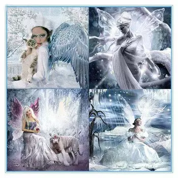 DIY 5D круглая алмазная картина красивый ангел женщина вышивка крестом ремесло стежок домашний декор Full Round 20x20CM