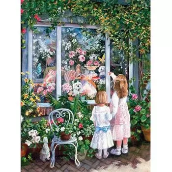 DIY 5D Окно Маленькая девочка Алмазная картина Вышивка крестиком Мозаика Стразы Вышивка Домашний декор 20X30CM