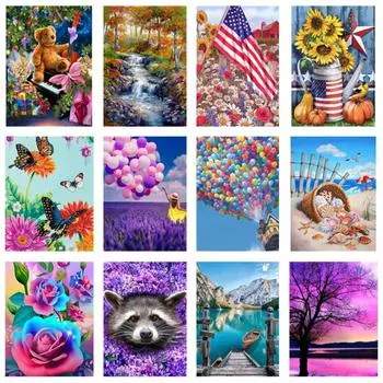 DIY 5D Пейзаж Алмазная Картина Цветы Полная Дрель Алмазная Вышивка Бабочка Картина Вышивка Крестом Домашнее Настенное Искусство Декор Подарок Full Round 20x30CM