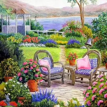 DIY 5D Полная Алмазная картина Вышивка крестом Садовый стул Мозаика Алмазная вышивка Рукоделие 20X30CM