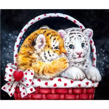 DIY 5D полная алмазная картина вышивка крестом Тигр в корзине Мозаика Алмазная вышивка 20X30CM