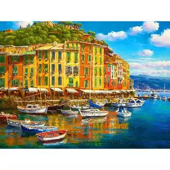DIY 5D Полная Алмазная Картина Вышивка Крестом Морская Лодка и Остров Город Декор Алмазная Вышивка 20X30CM