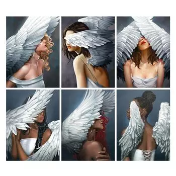Diy 5d полная алмазная живопись мультфильм вышивка круглые крылья ангела девушка мозаика вышивка крестиком декоративное искусство хобби Full Round 20x30CM