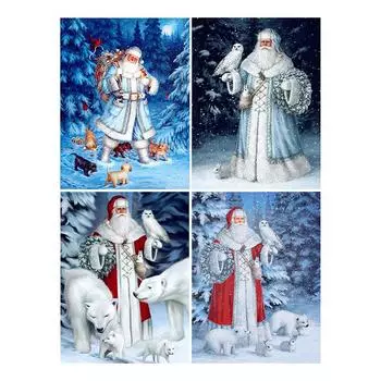 Diy 5d полная алмазная живопись мультфильм вышивка квадратная круглая дрель снег Санта Полярный медведь мозаика вышивка крестиком искусство подарок для хобби Full Round 20x30CM