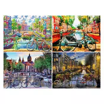 Diy 5d полная алмазная живопись пейзажная вышивка квадратная круглая дрель городская улица велосипедная мозаика вышивка крестиком ручная работа искусство хобби Full Round 20x30CM
