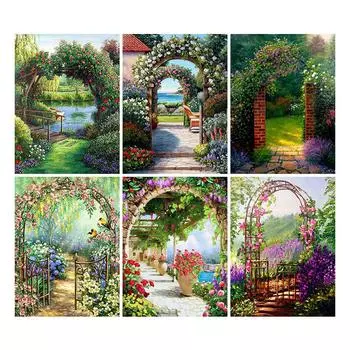 Diy 5d полная алмазная живопись пейзажная вышивка квадратная круглая дрель венок из роз дверь мозаика вышивка крестиком искусство подарок для хобби Full Round 20x30CM