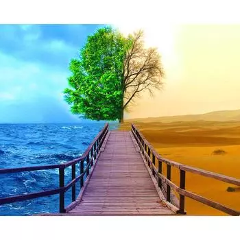 DIY 5D полная алмазная живопись вышивка крестом море и пустынное дерево Алмазная вышивка рукоделие 20X30CM
