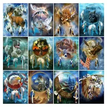Diy 5d полная алмазная живопись животное вышивка квадратная круглая дрель колокольчик орел волк мозаика вышивка крестиком ручная работа искусство хобби Full Round 20x30CM