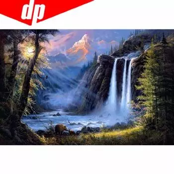 DIY 5D полная дрель Алмазная вышивка Водопад Лес Алмазная картина вышивка крестом 20X30